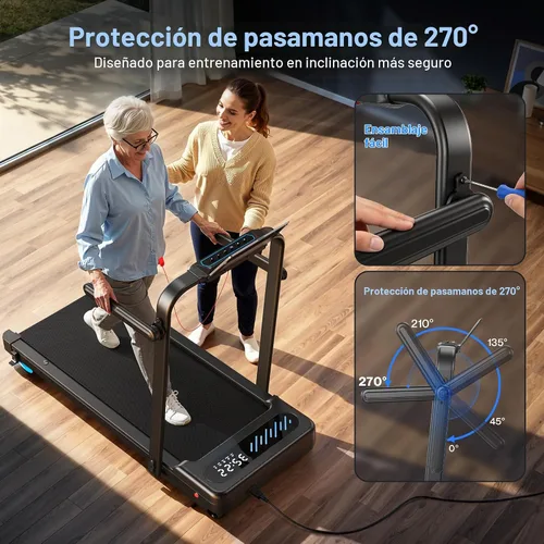 Vista 4 de Cardirun Almohadilla para caminar con inclinación automática y barra