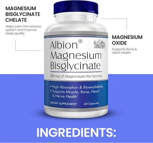 Vista 7 de MilaMiAmor Albion® Bisglicinato de Magnesio – Magnesio Quelatado altamente absorbible para músculos, nervios, relajación y apoyo al sueño – Suave
