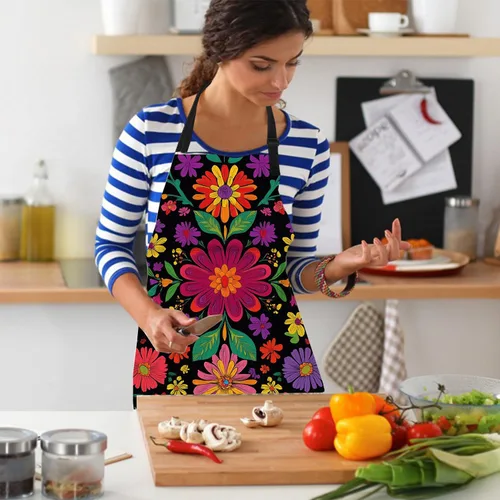 Vista 2 de Delantal de cocina para el hogar, cocina, horneado, jardinería, para mujeres y hombres, con bolsillos, delantal impermeable, 32 x 28 pulgadas