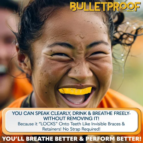 Vista 4 de Bulletproof: ¡El protector bucal más delgado y transpirable del mundo es 3 veces más fuerte! Protector bucal para lucha libre, fútbol, baloncesto