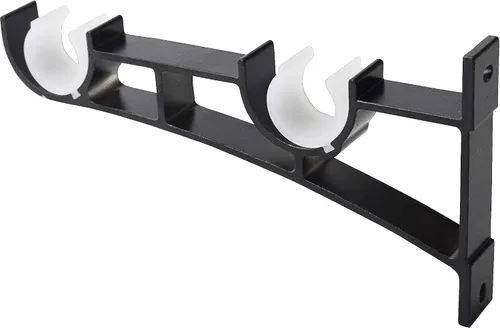 Vista 6 de AddGrace Juego de 4 soportes para barra de cortina dobles para cortinero, accesorios de ventana (negro)