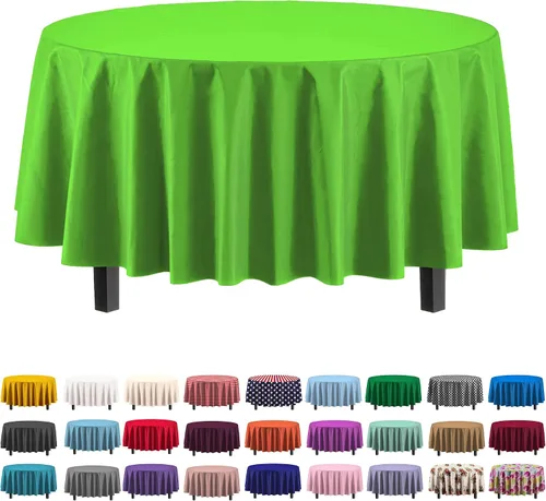 Vista 45 de Party Solids Paquete de 6 manteles de plástico prémium de 54 pulgadas x 108 pulgadas. Cubierta de mesa rectangular de plástico - Aqua