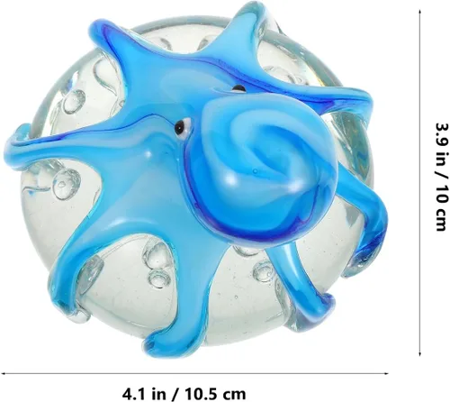 Vista 4 de Figura de pulpo de vidrio: Pulpo de vidrio soplado a mano Artesanías de pisapapeles Escultura de animales marinos para pecera Decoración del hogar