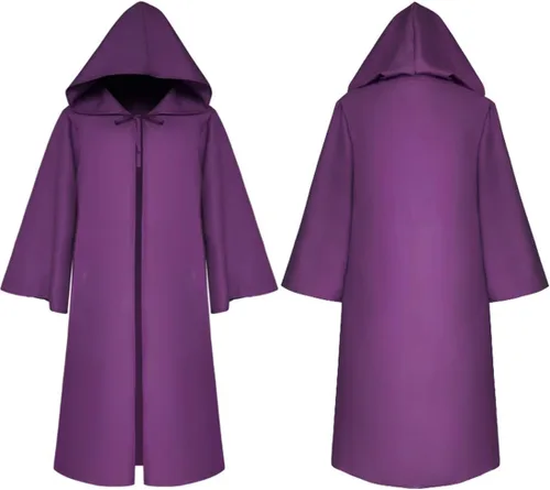 Vista 8 de SQCS Capa de terciopelo con capucha de longitud completa, bata larga con capucha, para Halloween, cosplay, disfraz de bruja, capas de vampiro