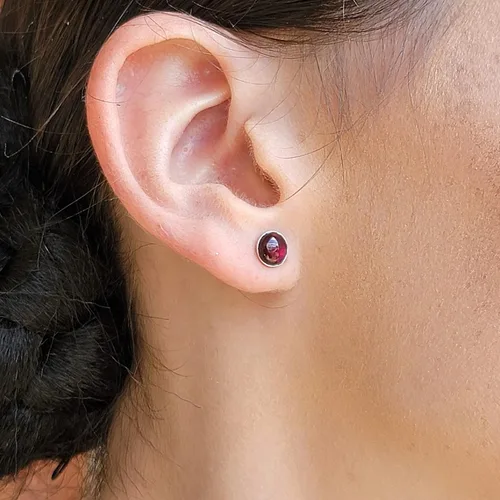 Vista 98 de Pendientes naturales de 0.236 in con chapado en oro blanco sobre plata de ley, bisel cabujón de piedras preciosas regalo de joyería para ella
