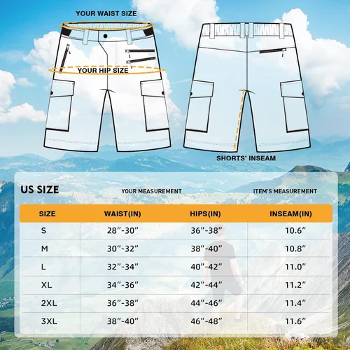 Vista 6 de Hiauspor Pantalones cortos de ciclismo de montaña para hombre, elásticos, de secado rápido, para senderismo, trabajo, golf, pesca, táctico
