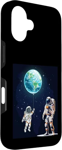 Vista 3 de Astronauts in Space Parent & Child in spacesuits with Planet Case for iPhone 16