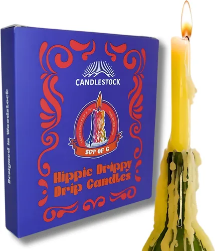 Vista 9 de Candlestock Hippie Drippy Drip Candles - Paquete de 6 velas de goteo para botellas de vino (verde)