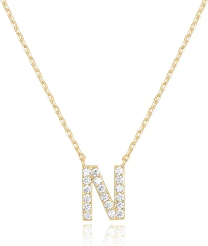 Vista 23 de PAVOI 14K White Gold Plated Cubic Zirconia Initial Necklace Letter Dainty Necklaces for Women