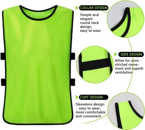 Vista 2 de brooman Scrimmage - Chaleco de entrenamiento para niños, jóvenes y adultos, camiseta de práctica de fútbol atlético (12 y 24 unidades)