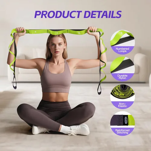 Vista 6 de ROSAPOAR Correa elástica con bucles, correas de yoga no elásticas para terapia física, bandas elásticas duraderas para ejercicio, entrenamiento