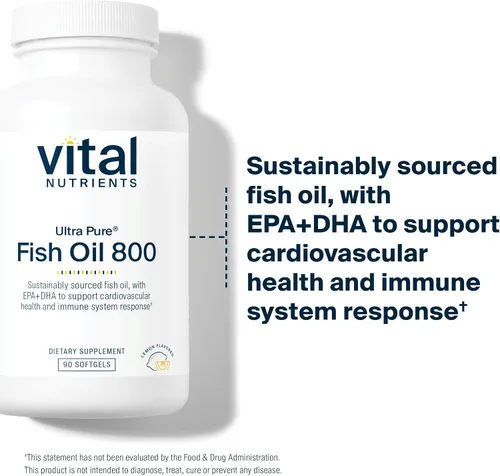 Vista 3 de Vital Nutrients Ultra Pure Fish Oil 800 - Apoya la salud del corazón, el cerebro y el sistema inmunológico* - Ácido graso omega-3 de alto contenido