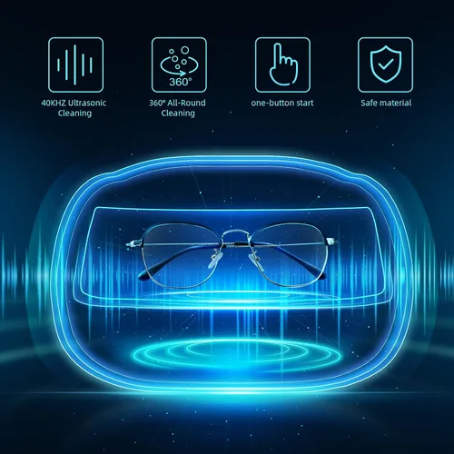 Vista 3 de Limpiador ultrasónico, limpiador profesional de joyas Uten Máquina ultrasónica con soporte para reloj, cesta de limpieza para anillos, joyas