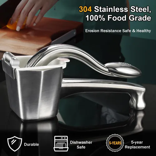 Vista 2 de SUCCFLY Exprimidor de Limón de Acero Inoxidable, Exprimidor Manual de Cítricos Lima Naranja Exprimidor de Frutas Mango Ergonómico Resistente Ahorro