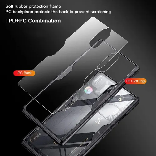 Vista 3 de QUIETIP Funda para Red Magic 8 Pro / 8S Pro con protector de pantalla, parte trasera dura transparente de policarbonato a prueba de golpes, borde