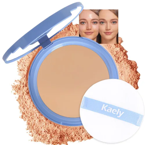 Vista 8 de evpct Polvo facial prensado para control de aceite, compacto para mujeres, base de maquillaje translúcida para mujeres, impermeable, de larga 01