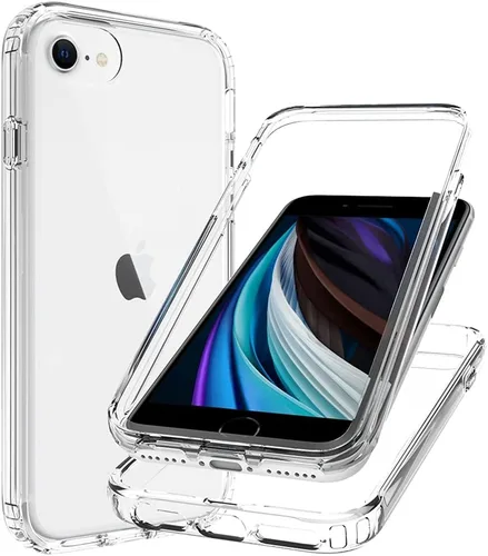 Vista 6 de Funda para iPhone SE 2020, iPhone 8, iPhone 7 para niñas y mujeres, transparente, protección de cuerpo completo, a prueba de golpes, carcasa