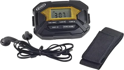 Vista 3 de Jensen SAB-60 Brazalete Digital AM/FM Radio Estéreo con Reloj y Auriculares, Negro, SAB-60