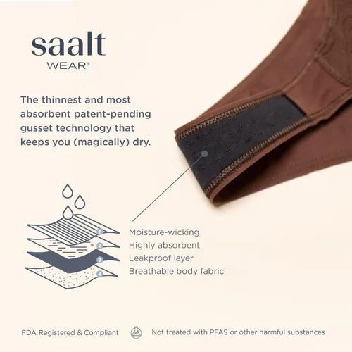 Vista 3 de saalt Reusable Period Underwear - Comfortable, Thin, and Keeps You Dry from All Leaks (Lace Thong)