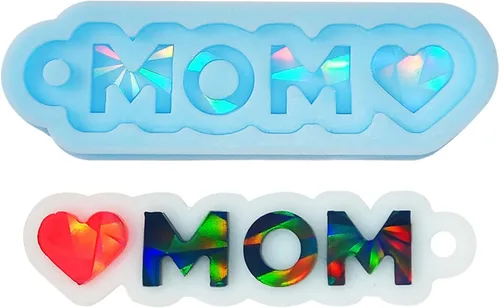 Vista 7 de Molde de silicona brillante para mamá y papá, molde de luz y adorno, llavero de bricolaje, joyería de resina epoxi, moldes para manualidades