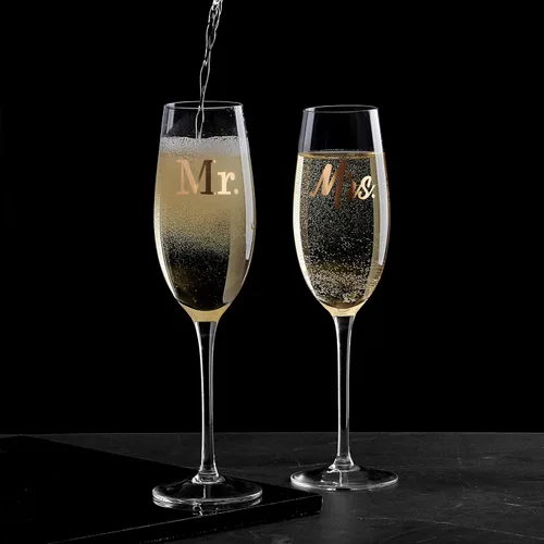 Vista 6 de Mikasa Gold Mr. and Mrs. - Juego de 2 copas de tostado de champán para aniversario de boda, 8 onzas