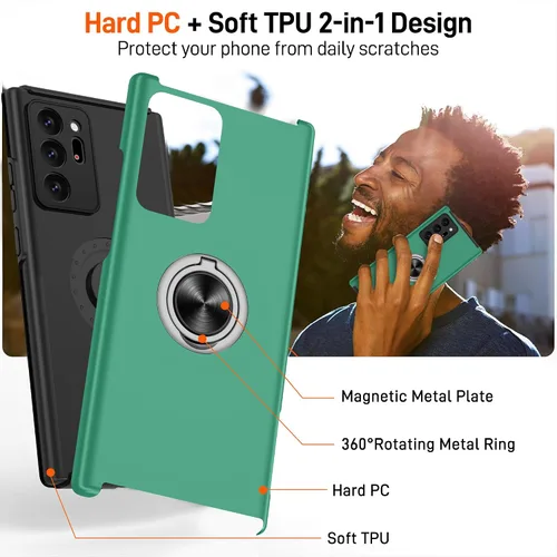 Vista 42 de Gritup - Funda para Galaxy A05S con protector de pantalla HD×2, funda protectora para teléfono a prueba de golpes con soporte magnético de anillo