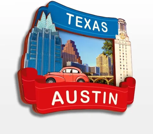 Vista 14 de Imán de madera para nevera de Austin, Texas, Estados Unidos, América, colección de madera 3D, hecho a mano, recuerdos de la ciudad, para viajes