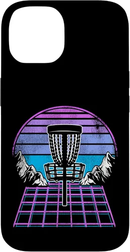 Vista 4 de Disc Golf Basket 90s Synthwave Sunset Retrowave Frisbee Golf Case for iPhone 17