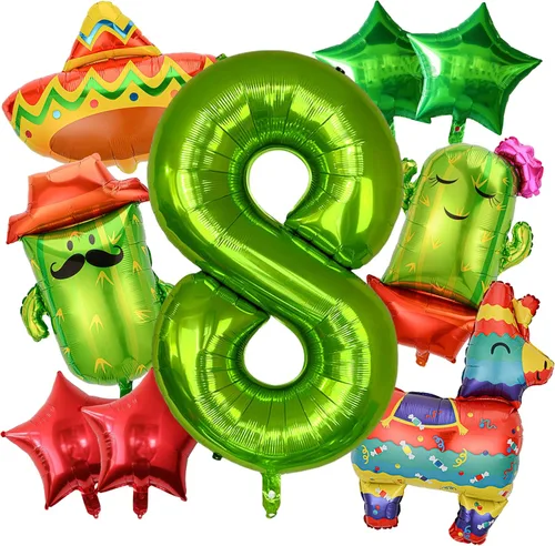 Vista 11 de 9 globos grandes de números moxicanos con globos de fiesta, globos de fiesta mexicana, decoraciones de fiesta de fiesta, decoraciones de fiesta