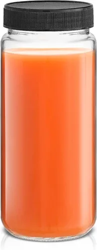 Vista 8 de [Usado] JoyJolt Botellas de jugo de vidrio, botellas de vidrio de 16 onzas con tapas. Juego de 8 recipientes de jugo con tapas para nevera
