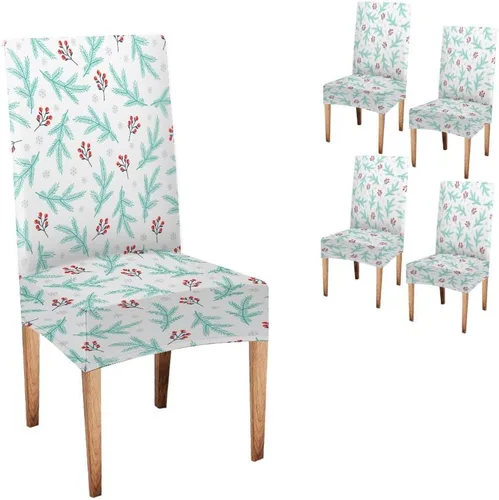 Vista 209 de CAPSCEOLL Christmas Dining Chair Covers,Snowflakes Festive Winter Pattern Stretch Chair Covers for Dining Room Set of 2 Washable Spandex Parson