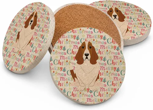 Vista 66 de Abyssinian Sand Terrier Merry Christmas - Posavasos grandes de piedra arenisca (4 unidades)