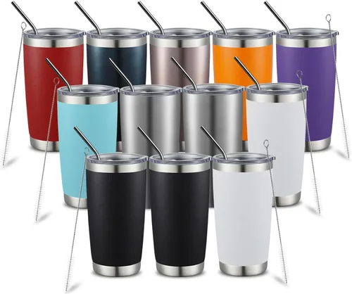 Vista 39 de COMOOO Vaso Térmico de 20 onzas al por Mayor con Aislamiento al Vacío de Doble Pared, Taza de Viaje de Acero Inoxidable con Tapa y Pajita