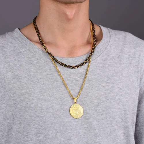 Vista 3 de Prosteel. - Collar con dije y cadena de San Miguel Arcángel, joyería religiosa católica.