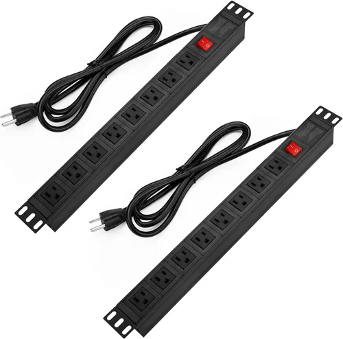 Vista 12 de BTU Regleta protectora contra sobretensiones para montaje en bastidor, 8 salidas en ángulo recto de gran espacio, regleta de alimentación montable
