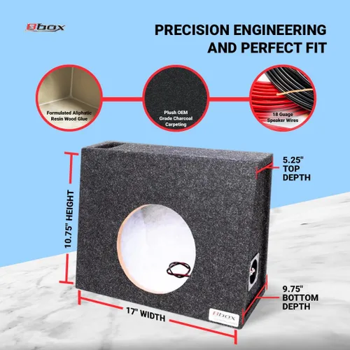 Vista 4 de Atrend - Caja de subwoofer universal con ventilación estilo camión de 8 pulgadas, paneles finales en inglete y Dado, acabado alfombrado premium