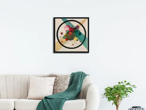 Vista 2 de Wieco Art Lienzo enmarcado para pared, círculos en un círculo, 1923 por Wassily Kandinsky Reproducciones de arte clásico, arte de pared
