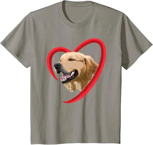 Vista 26 de Golden Retriever Corazón, regalo para ella, camiseta del día de San Valentín, Negro