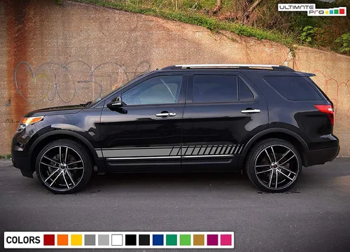 Vista 3 de Adhesivo adhesivo de vinilo con rayas laterales inferiores compatibles con Ford Explorer 2011-2017 (gris)