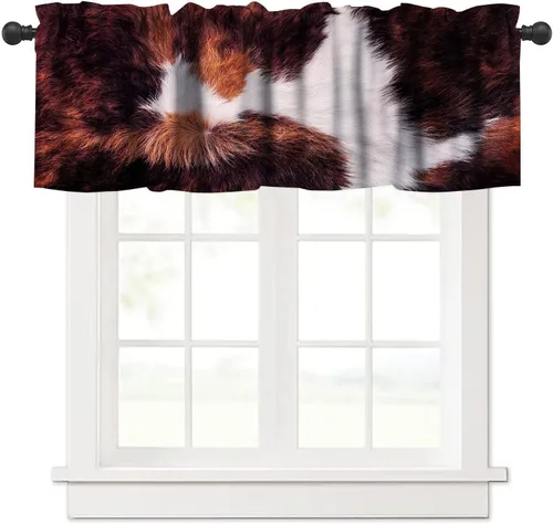 Vista 21 de Cenefa de ventana de gallo de Western Farm, pollo, girasol, retro, con estampado de cuadrícula de búfalo amarillo, bolsillo para barra, tratamientos
