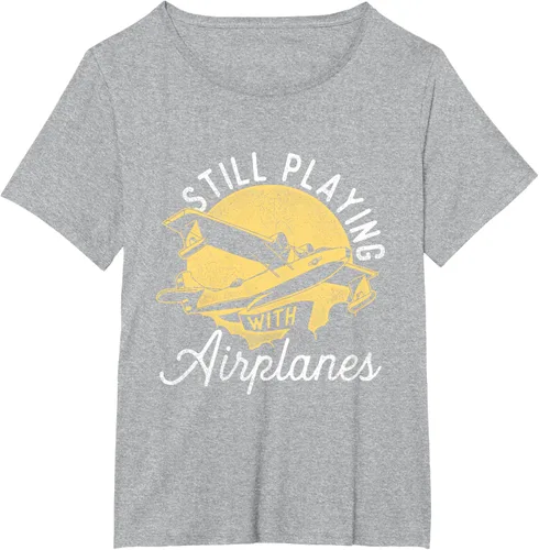 Vista 62 de Still Playing With Airplanes - Camiseta de control remoto RC Avión Piloto, Negro
