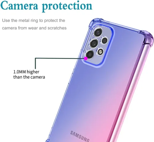 Vista 2 de Funda para Galaxy A23, Samsung A23 SM-A235M con protector de pantalla de vidrio templado, bonita funda protectora de TPU transparente a prueba