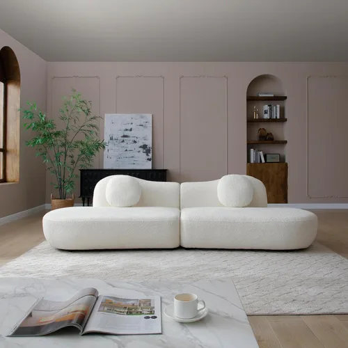 Vista 32 de Sofá Seccional Curvo de 106 pulgadas Sofá de Esponja con Chaise Lounge para Sala de Estar, Sofá Seccional Moderno en Forma de L, Sin Estructura