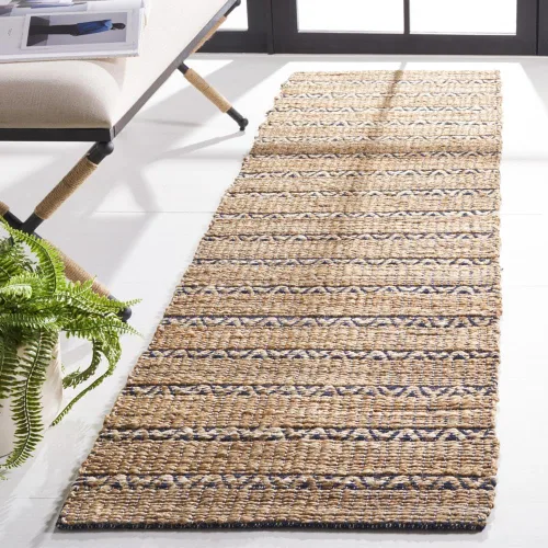 Vista 25 de SAFAVIEH Natural Fiber Collection NFB655Z - Alfombra de pasillo de 2 pies 3 pulgadas x 8 pies, color negro y natural, hecha a mano de yute a rayas