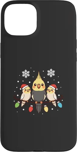 Vista 9 de Bird Cockatiel Holiday Trio Perched Cartoon Cheer Case for iPhone 16