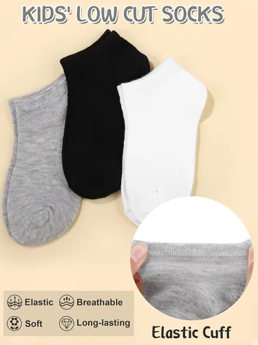 Vista 2 de Cooraby 25 pares de calcetines para niños, calcetines de corte bajo, calcetines deportivos de media amortiguación, calcetines deportivos para niños