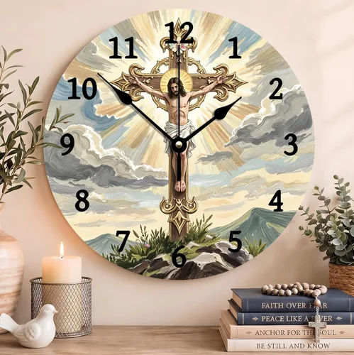 Vista 12 de Reloj con versículo bíblico con citas de Jesús, relojes de 0929Regalos Cristianos (2)