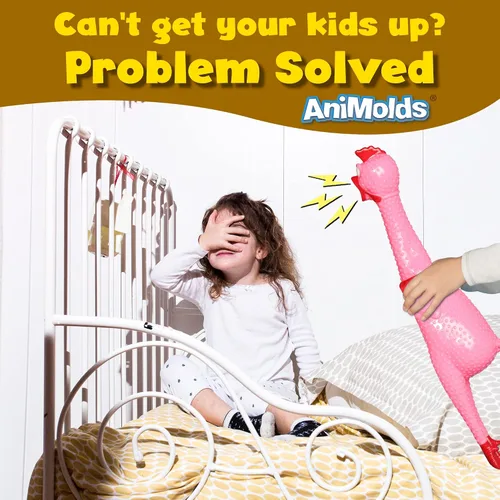 Vista 4 de Animolds Crazy Huge Rubber Chicken – Máquina gigante de ruido de 29 pulgadas para fiestas, bromas, bromas prácticas, chirridos de hasta 45 segundos