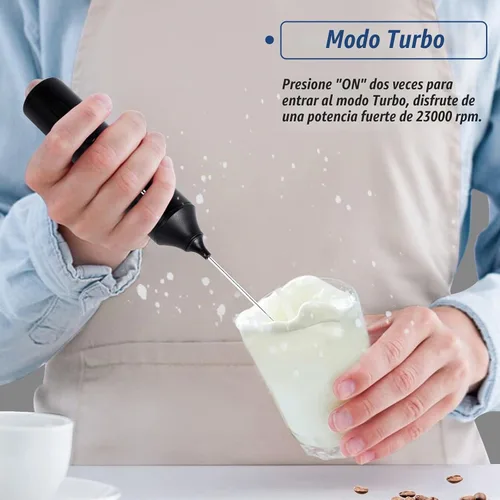 Vista 4 de FoodVille MF05 Espumador de Leche Recargable con Carga USB Batidor de Espuma Manual con Batidor de Globo de Acero Inoxidable para Capuchino, Latte