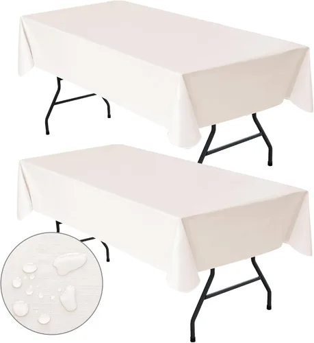 Vista 8 de Nasitos Paquete de 2 Manteles de Vinilo Cuadrado 54x54 Pulgadas - Beige, Manteles de Mesa de Cartón Impermeables y Resistente al Aceite, Manteles